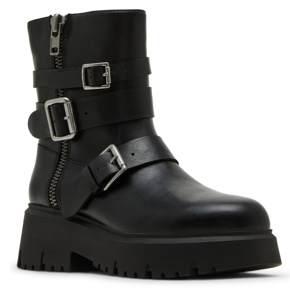 Madden Girl Black Mally Lug Sole Boots